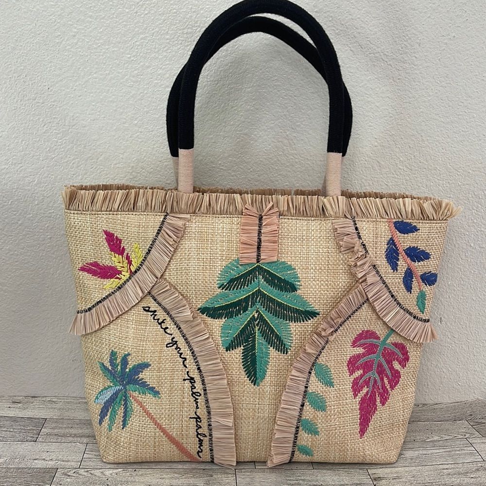 Stella & Dot Straw & Raffia Tote & Matching Pouch NWOT - Picture 2 of 12